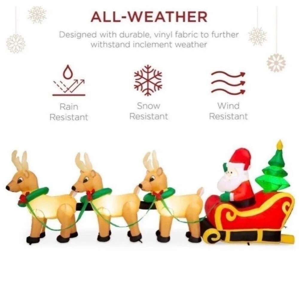 8.5ft Holiday Santa & Reindeer Airblown Inflatable